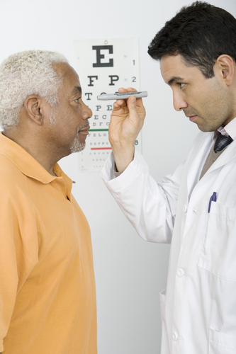 Senior eye doctor