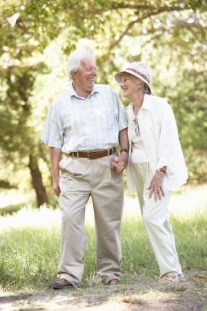 senior couple walking
