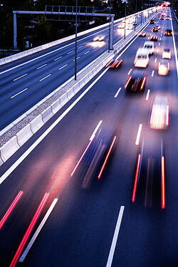 Busy highway at night