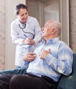 senior patient receiving statin prescription