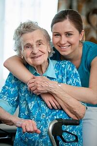 Senior with caregiver