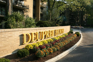 Deupree House sign at Erie Ave entrance