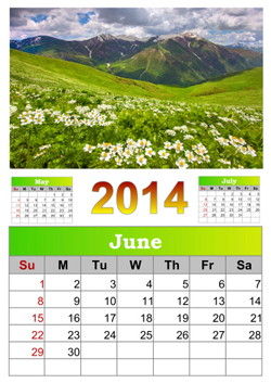 june 2014 calendar