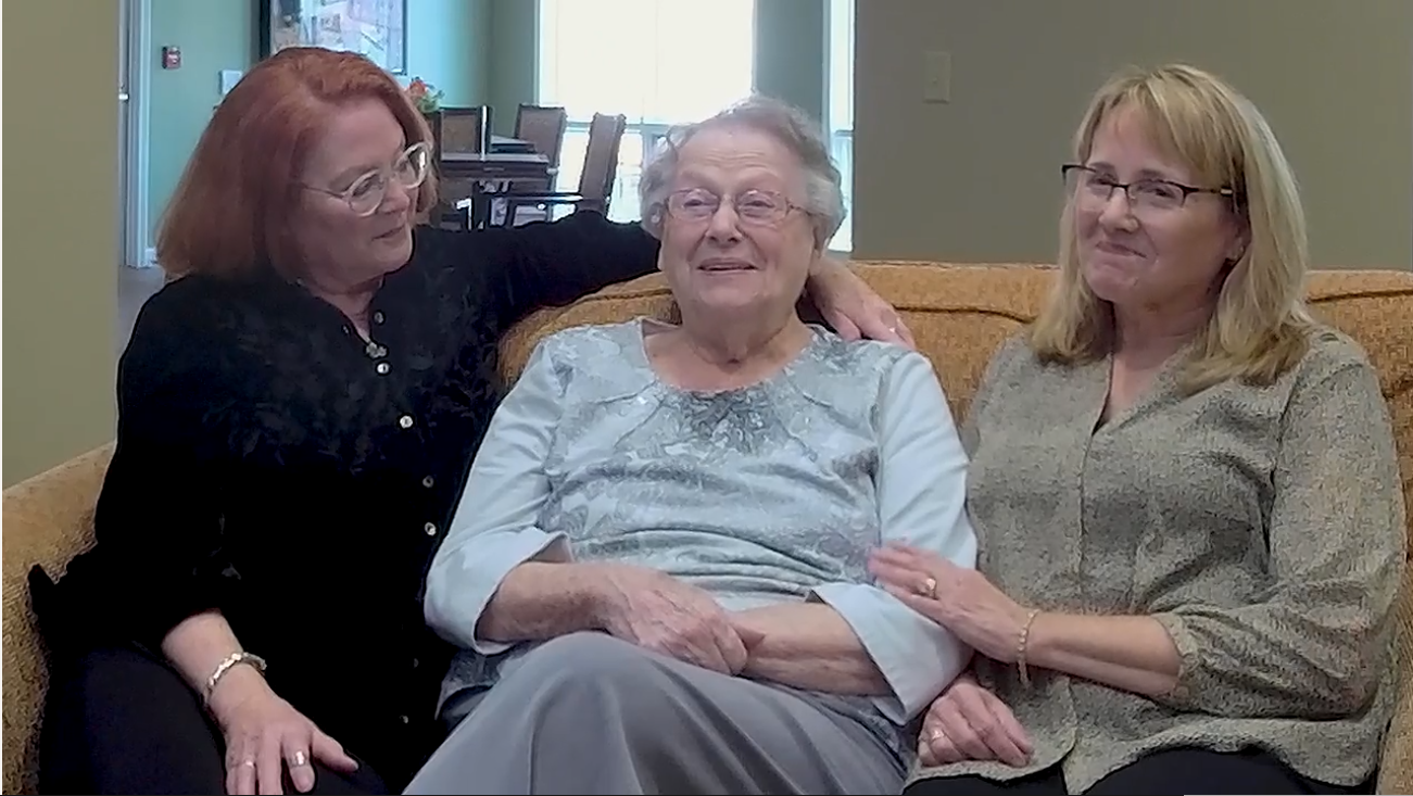 Betty McKinley, an ECH memory care resident, and her two daughters, Kathy McKinney (left) and Cherie Marshall.