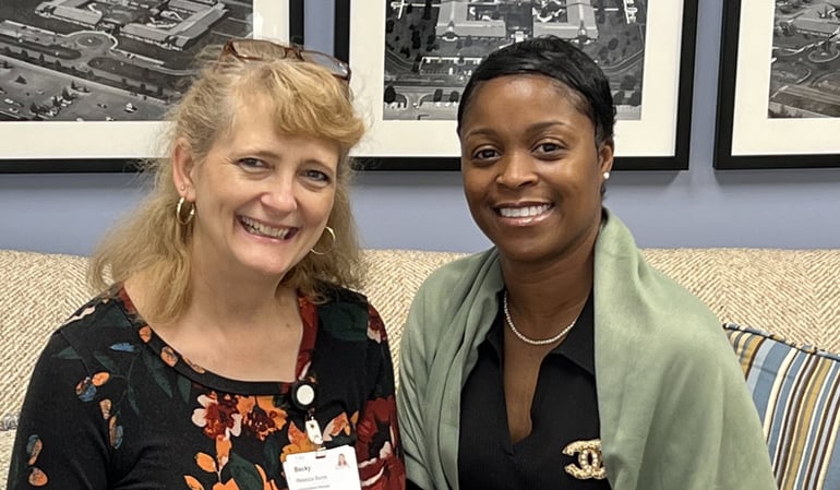 Becky Burns, ECH Administrative Assistant, with Shanika Strowder