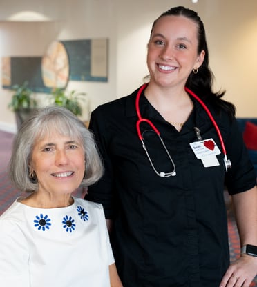 Sarah Turner and resident Nancy Finkelmeier,